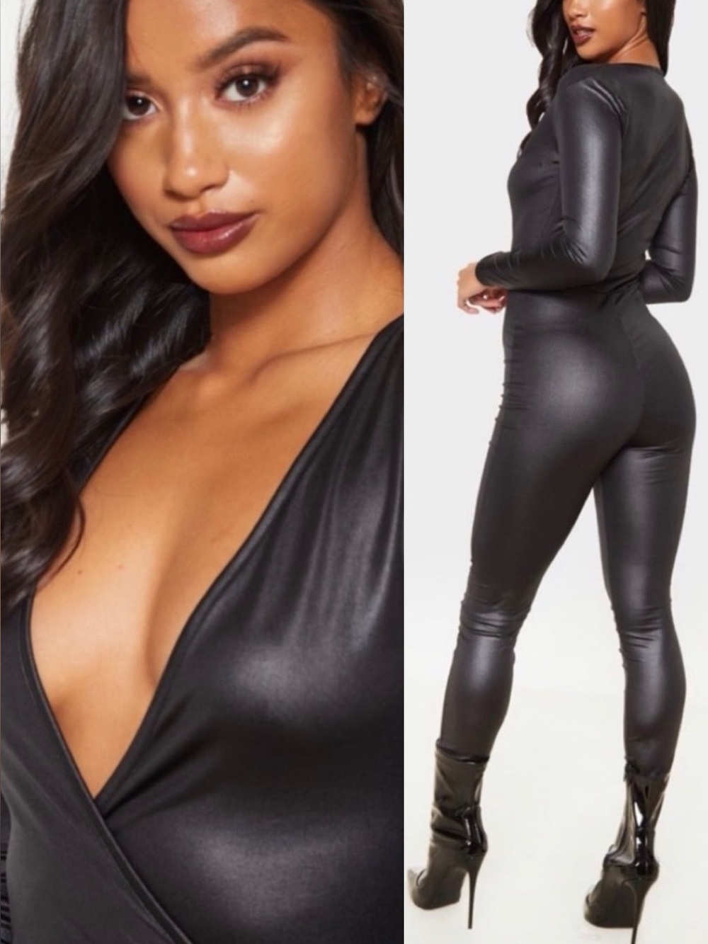 Black Wet Look Jumpsuit ~ Catsuit